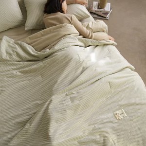 A类无印风全棉色织水洗棉夏被四件套简约纯棉四季被空调被春秋被