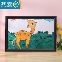 敬平现代简约儿童画框装裱挂墙a4A3相框定制4k8开16k美术素描展示框架 1205-红木色 16寸[可放30.5*40