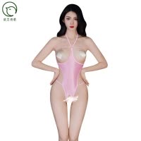 情趣内衣欲之诱惑高弹露胸臀开档透视挂脖性感连体露乳情趣内衣女