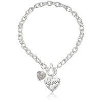 盖尔斯(GUESS)优雅心形吊坠项链闪耀时尚气息银质短链设计百搭