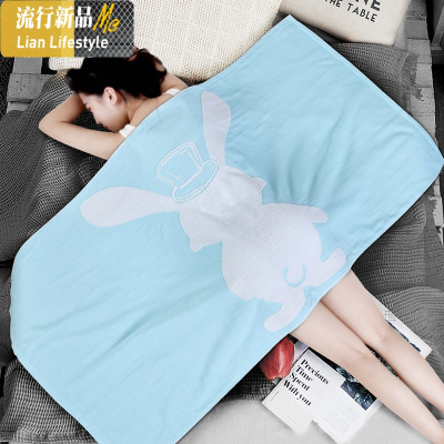 浴巾棉吸水家用女纱布裹巾不毛可穿情侣成人少女卡通儿童可爱 三维工匠