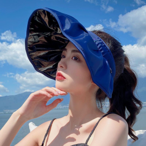 帽夏季女遮阳防紫外线空顶黑胶贝壳帽大檐遮阳脸户外骑车帽