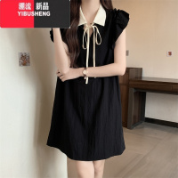 YIBUSHENG法式赫本风飞飞袖连衣裙女季新款大码胖mm显瘦遮肉polo气质裙子