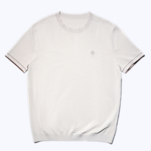 尘界米色纯棉圆领薄款T恤休闲短袖T恤男