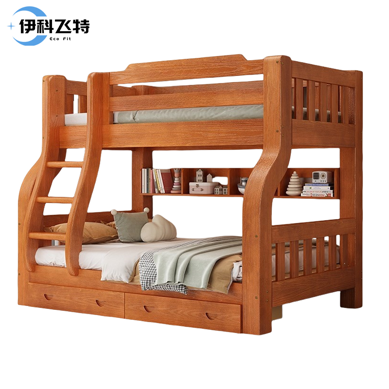 伊科飞特双层床2000*1350*1600mm+抽屉+书架+床垫套