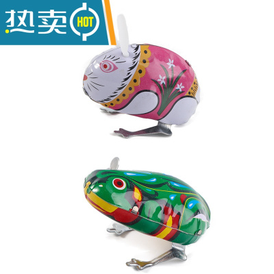 儿童发条上弦玩具铁皮公鸡90后怀旧经典跳跳鸡上链幼儿园礼物奖品真智力1青蛙+1兔子