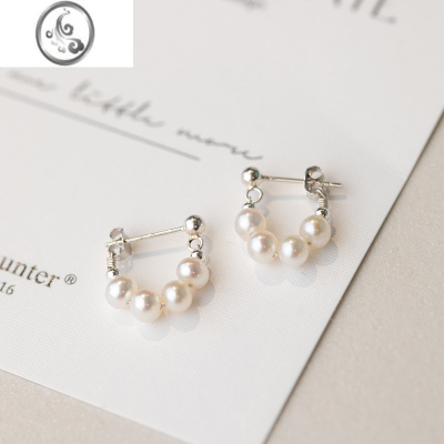 JiMi银银珍珠耳环女小众设计感耳钉高级2023新款潮轻奢耳坠耳饰品