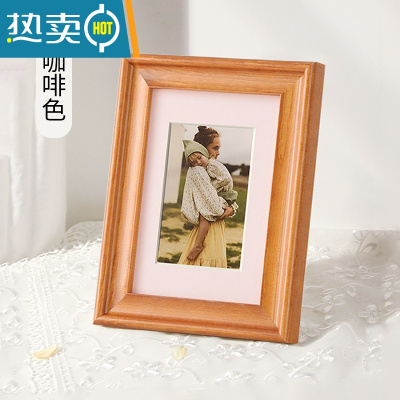 敬平实木相框摆台10寸6寸8寸B5营业执照A4装裱原木定制北欧挂墙画框7 咖啡色 6寸摆台(横竖可用)