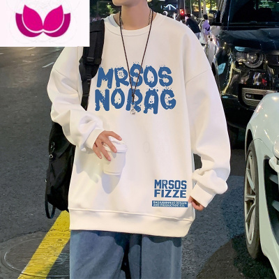 七斓港风套头宽松圆领卫衣男潮ins无帽外套长袖潮牌休闲打底衫t