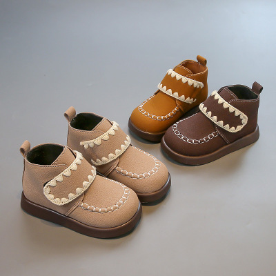 年秋冬季女童皮靴花边女宝宝复古简约马丁靴时尚女宝单靴皮靴