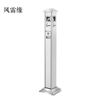 风雷缘不锈钢垃圾桶烟蒂柱灭烟桶带烟灰缸室外电梯口立式银色屋顶不锈钢四边固