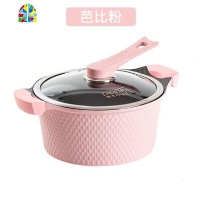汤锅双耳电磁炉家用燃气煮面锅拉面锅熬粥锅烧汤锅 FENGHOU 钻石款芭比粉24CM汤锅送汤勺