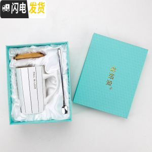 三维工匠北欧风简约陶瓷咖啡马克杯带盖勺INS女办公室水杯子礼盒装早餐杯 D款-FAINOVE-礼盒装咖啡器具
