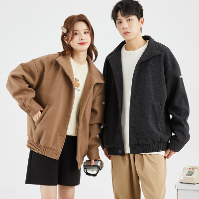 [3件8.5折203.9元,叠加优惠券]唐狮秋冬新款毛呢外套情侣美拉德大衣短款呢子外套情侣装男女
