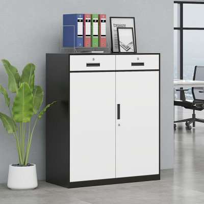 慧采云 办公家具优质钢制套色二斗下节矮柜办公铁皮柜文件柜柜子档案资料柜900*400*1090mm