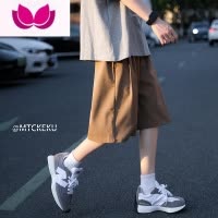 七斓日系cityboy工装棕色短裤男oversize休闲运动潮牌六分裤子夏外穿