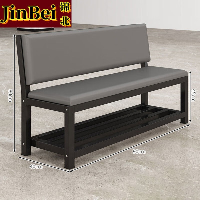 锦北长条凳软包沙发换鞋凳等候靠背休息区长条椅子90*45*80cm双层