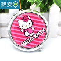 敬平可爱翻盖化妆镜随身便携折叠小镜子玻璃复古铜镜子圆形补妆镜女用 卡通猫1便携式用镜