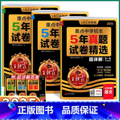 3本[语/数/英]5年真题试卷精选 小学升初中 [正版]2025新版小升初5年真题试卷精选超详解五年级六年级语文数学英语