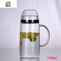 全密封防尘玻璃冷水壶2L大容量凉白开水杯耐热高温防爆家用放冰箱 FENGHOU 2.0L乐檬壶+2只杯盖凉水壶