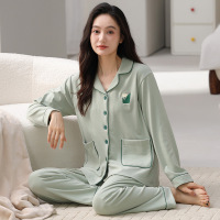 德绒睡衣女长袖长裤翻领开衫加厚保暖冬季甜美可爱家居服外穿套装