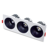 LED射灯 防眩光 嵌入式 白架+黑杯-三头12W*3中性光