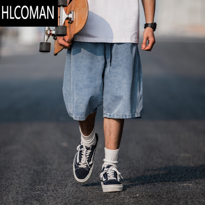 HLCOMAN美式牛仔短裤男款复古水洗oversize宽松休闲裤子夏季潮流五分中裤