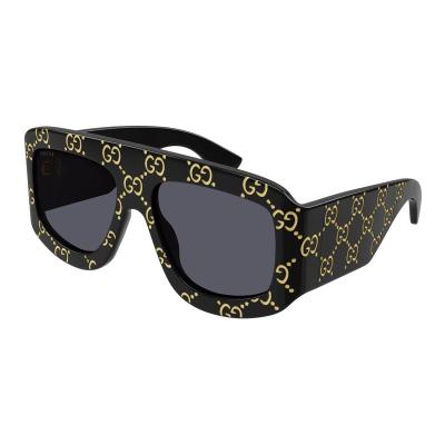 古驰(GUCCI)男款黑框灰镜生物尼龙材质潮牌时尚太阳镜 Black_004_/_GREY_Lens