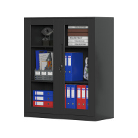 臻远 ZY-WJGC-94 文件柜窄边矮柜拆装档案柜落地书柜 925玻璃门黑色