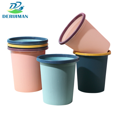 DERUIMAN 圆形压圈垃圾桶 室内垃圾桶 办公室垃圾桶