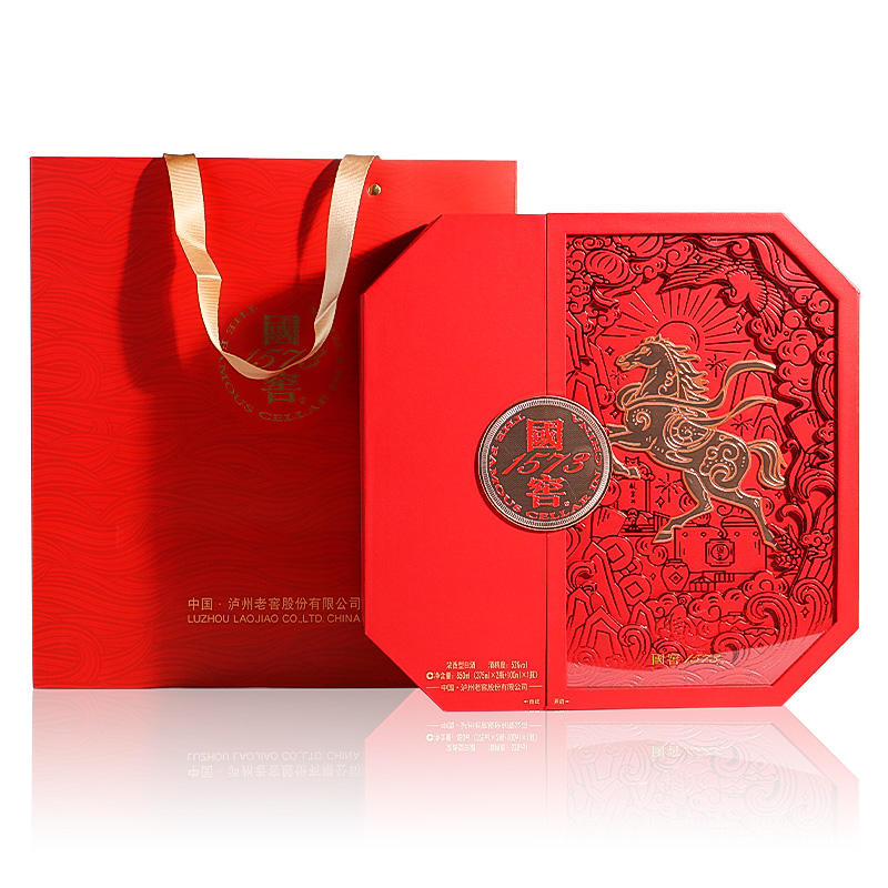 泸州老窖 国窖1573马年礼盒(国窖52度375ml*2+中国品味100ml)*1盒 浓香型白酒礼盒