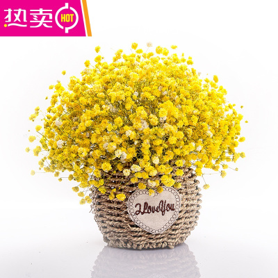 云南满天星干花花束小清新居家装饰摆件勿忘真花干花自然风干花束FENGHOUPro黄色满天星（不含瓶）