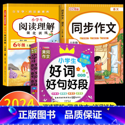 [六上 3册]阅读理解+同步作文+好词好句好段 小学六年级 [正版]2025新版六年级下册阅读理解强化训练上册小学生每日