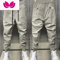 七斓夏季新款小脚休闲裤男百搭潮流九分裤纯色运动速干时尚束脚哈伦裤