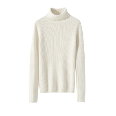 山羊绒衫女士高领抽条修身显瘦气质内搭针织打底衫纯色毛衣简约