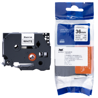 扬帆耐立(YFHC)TZ-261标签色带(白底黑字/36mm)适用PT530/550/3600/9200PC黑色
