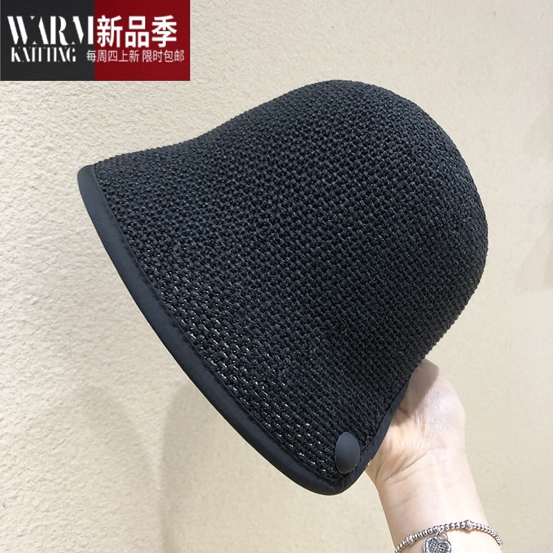 shanchao法式圆顶遮阳套头镂空渔夫帽子女沙滩百搭太阳草帽网红盆帽潮