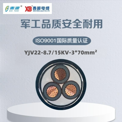 秦源牌 YJV22-8.7/15KV-3*70mm² 铜芯钢带铠装绝缘电力电缆 元/米 定制商品 联系客服