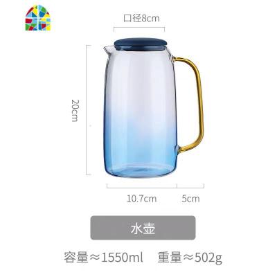 创意冷水壶套装玻璃北欧可高温大容量凉水壶家用云石壶加厚防爆 FENGHOU 金色小勺子