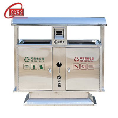 DXBG户外垃圾桶大号环卫不锈钢木分类双果皮箱室外垃圾箱不锈钢桶[201+渡锌板内胆]