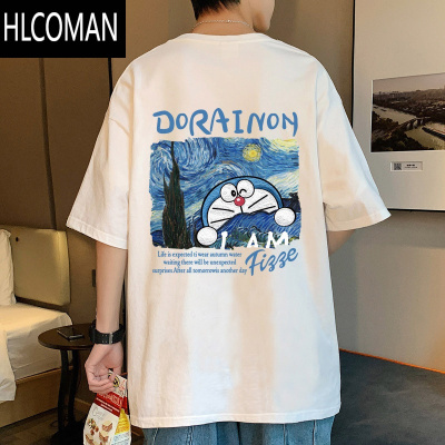 HLCOMAN潮流短袖T恤男夏季2025新款美式宽松半袖上衣ins潮牌港风体恤