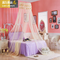 吊顶蚊帐欧式双人家用落地公主风加密免安装圆顶1.2m/1.5m/1.8m床 三维工匠