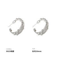 925纯银镂空多层车花银珠耳圈女耳钉耳环耳饰新款潮高级感