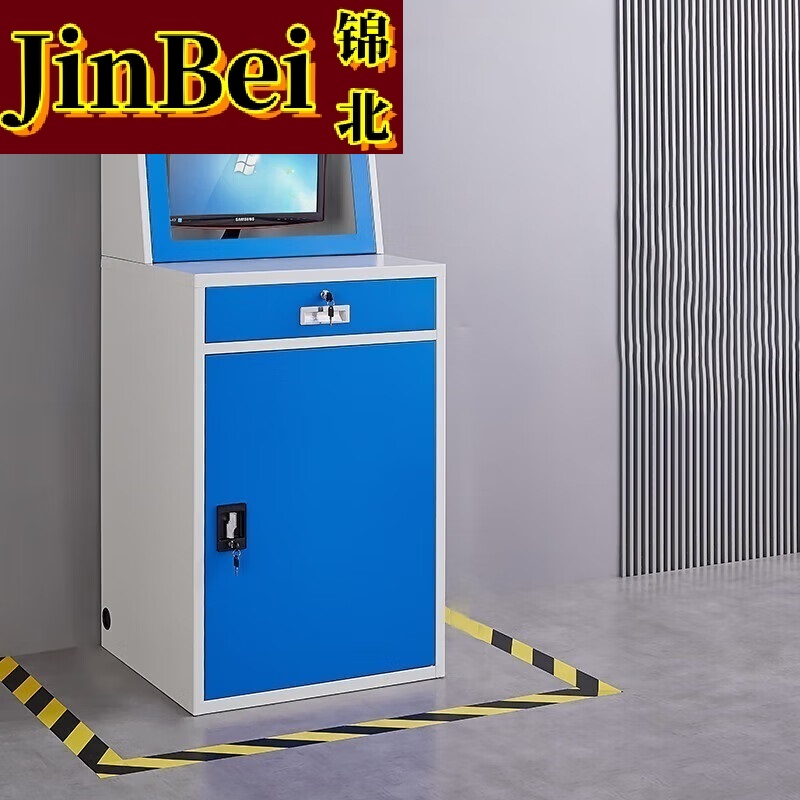 锦北PC工业电脑监控机箱柜机一体机网络柜工业机柜 蓝白-不带轮组装款