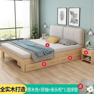 森美人实木床现代简约1.8米主卧双人床1.5米小户型经济型出租房单人床架