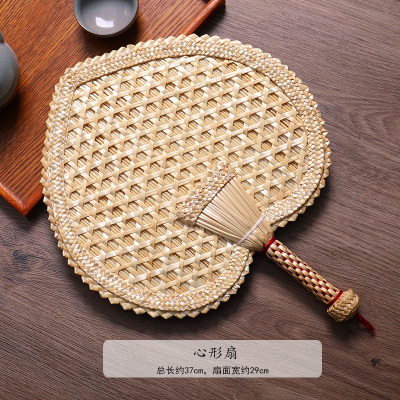 桃心扇-手工草编夏季扇小麦秸扇手摇扇宝宝纳凉扇棕叶老式降温蒲扇子