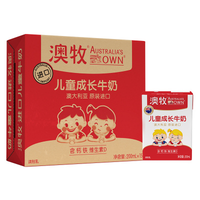 澳牧澳大利亚原装进口儿童成长牛奶200ml*15盒学生早餐整箱儿童牛奶