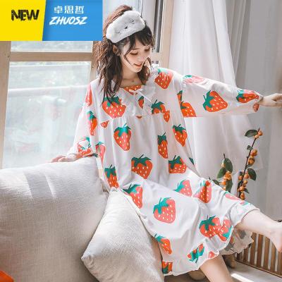 日系小清新莓宽松睡裙可爱甜美少女ins睡衣女春季家居服卓思哲