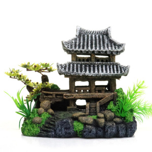 假山房子 鱼缸水族箱造景装饰仿古破旧房屋凉亭中国景瓦片房 默认颜色 默认尺寸