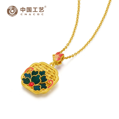 蝶舞足金999点翠蝴蝶套链吊坠珠宝项链礼物